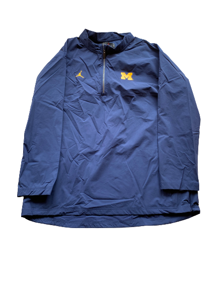 Mike McCray Michigan Football Team Issued Quarter Zip Pullover (Size 2XL)