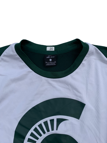 Matt McQuaid Michigan State Team Exclusive Short Sleeve Pre-Game Warm-Up Shirt (Size XL)