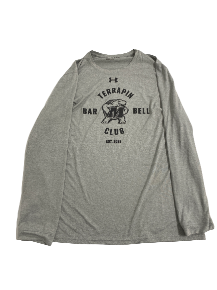Challen Faamatau Maryland Football Player-Exclusive "Barbell Club" Long Sleeve Shirt (Size XL)