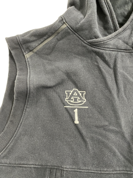 Big Kat Bryant Auburn Football Player-Exclusive Sleeveless Warm Up Hoodie With Number (Size XXL)