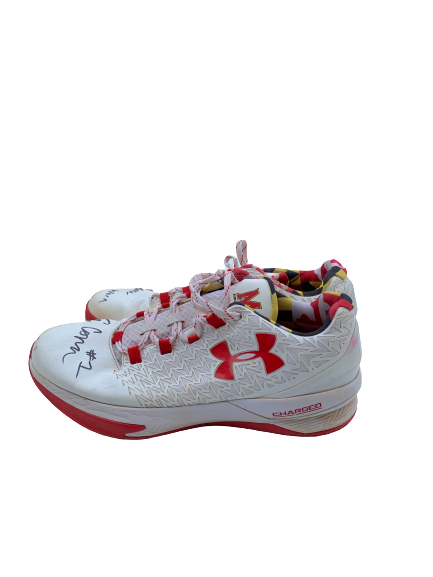 Anthony Cowan Maryland SIGNED Exclusive Game Worn Shoes (Size 12)