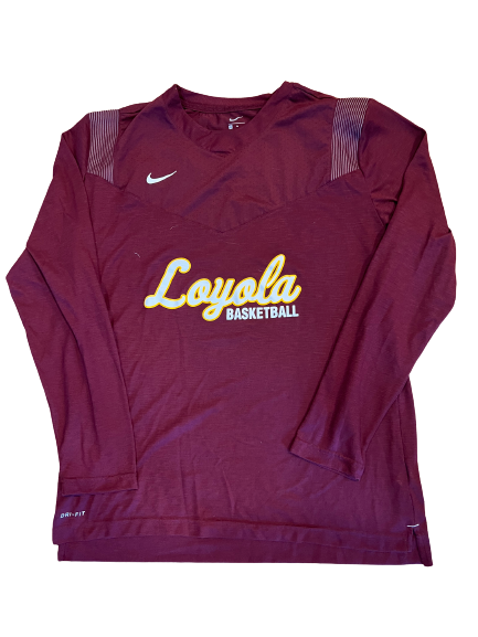 Tate Hall Loyola Basketball Team Issued Long Sleeve Warm-Up Shirt (Size XL)