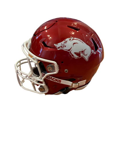 arkansas razorback football helmet for sale Xavier Kelly Aransas Football Game Worn Helmet – The Players Trunk