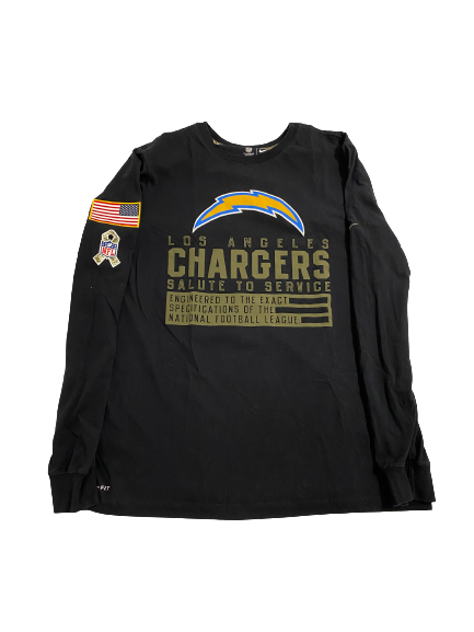 Joshua Kelley Los Angeles Chargers Team-Exclusive SALUTE TO SERVICE Long Sleeve Shirt (Size L)
