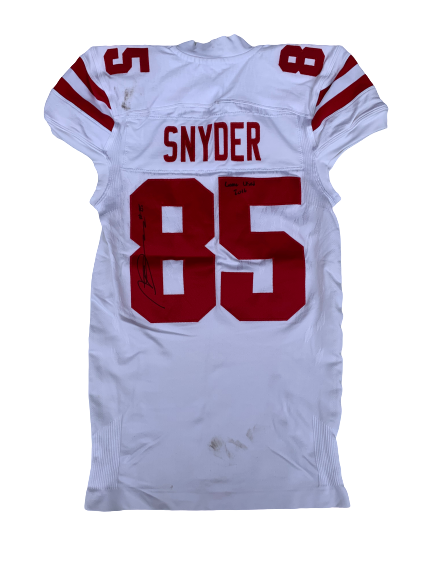 Matt Snyder Nebraska SIGNED & INSCRIBED 2016 Game Worn Jersey with Nebraska Football Patch