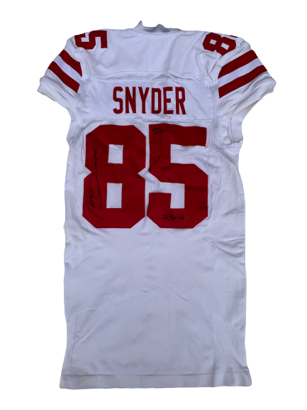 Matt Snyder Nebraska SIGNED & INSCRIBED 2016 Music City Bowl Game Worn Jersey