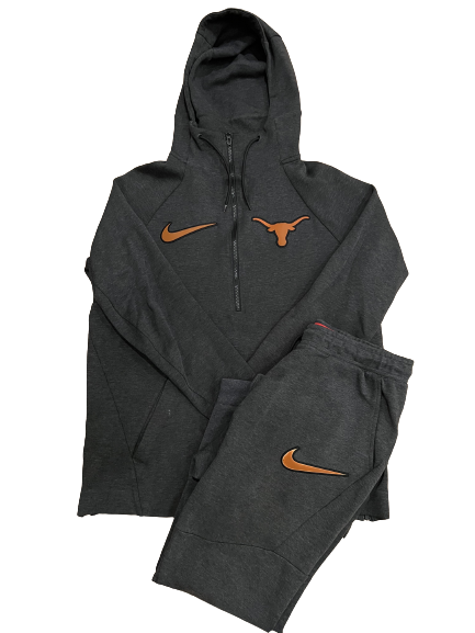 Jase Febres Texas Basketball Team Exclusive Full Travel Sweatsuit - Jacket & Sweatpants (Size L)