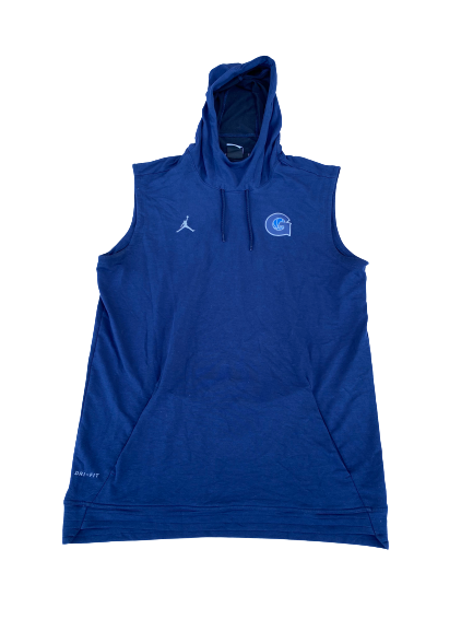 Mac McClung Georgetown Basketball Player Exclusive Jordan Sleeveless Hoodie with GEORGETOWN on Back (Size L)