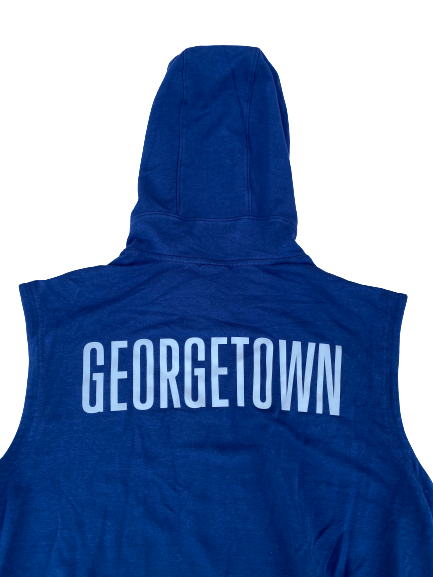 Mac McClung Georgetown Basketball Player Exclusive Jordan Sleeveless Hoodie with GEORGETOWN on Back (Size L)
