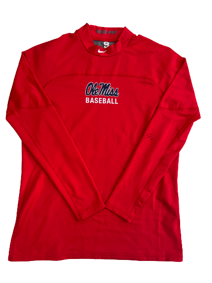 Hayden Leatherwood Ole Miss Baseball Team Exclusive Nike Pro Long Sleeve Compression Shirt (Size L)