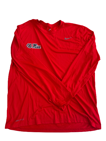 Hayden Leatherwood Ole Miss Baseball Team Issued Long Sleeve Workout Shirt (Size XL)