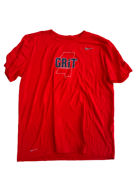 Hayden Leatherwood Ole Miss Baseball Team Exclusive "GRIT" Practice Shirt with Number on Back (Size XL)