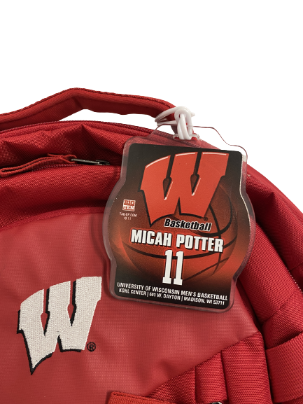 Micah Potter Wisconsin Basketball Player Exclusive Backpack With Player Tag
