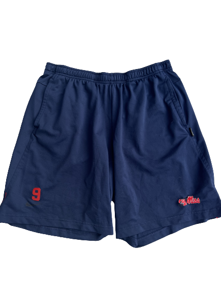 Hayden Leatherwood Ole Miss Baseball Team Exclusive Workout Shorts with Number (Size L)