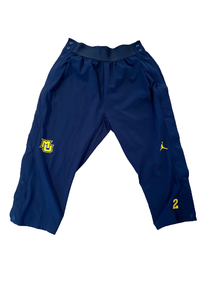 Sacar Anim Marquette Basketball Player Exclusive Snap-Button 3/4 Warm-Up Pants with Number(Size L)
