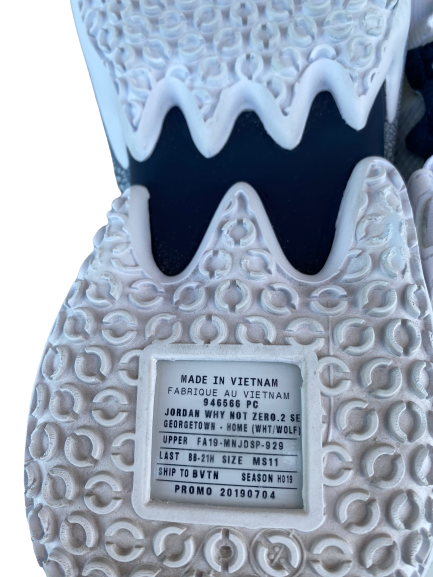 Mac McClung Georgetown Basketball 2019-2020 (SOPHOMORE YEAR) SIGNED Game Worn Shoes (12/17/19 vs UMBC) - Photo Matched