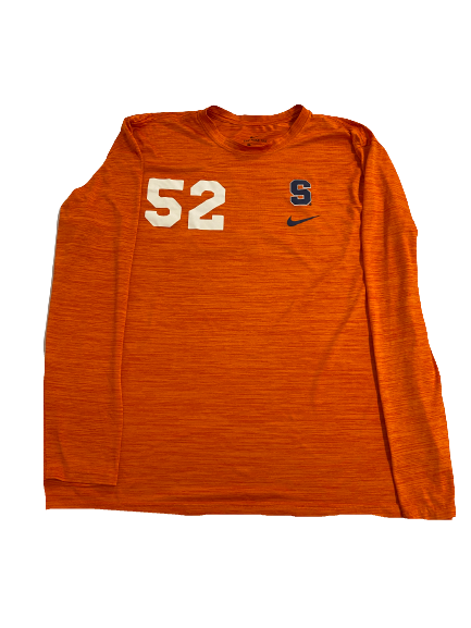 Carlos Vettorello Syracuse Football Player-Exclusive Pre-Game Warm-Up Long Sleeve Shirt With 
