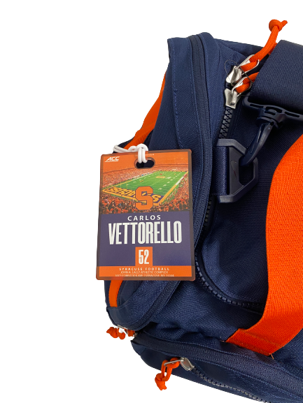 Carlos Vettorello Syracuse Football Player-Exclusive Travel Duffel Bag With Player Travel Tag
