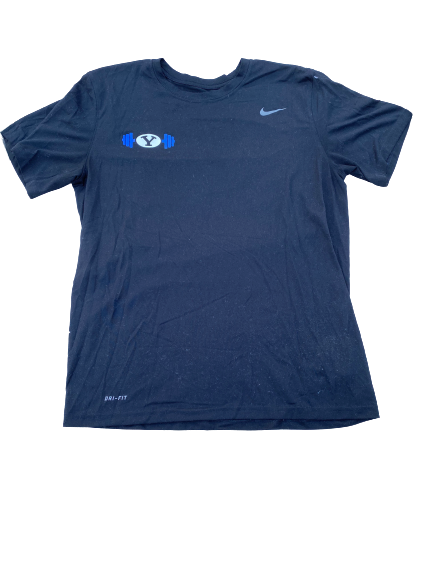 Dayan Lake Team Issued Blue Nike BYU Weightlifting T-Shirt