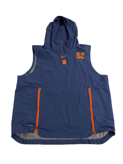Carlos Vettorello Syracuse Football Player-Exclusive Pre-Game Warm-Up Sleeveless Workout Hoodie (Size XXL)