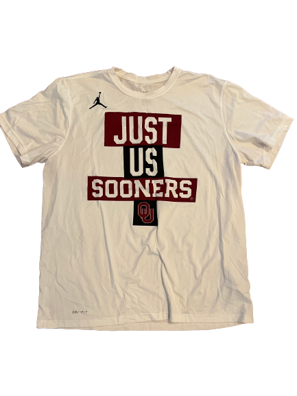 Kur Kuath Oklahoma Basketball Team Issued "JUST US SOONERS" Workout Shirt (Size XL)