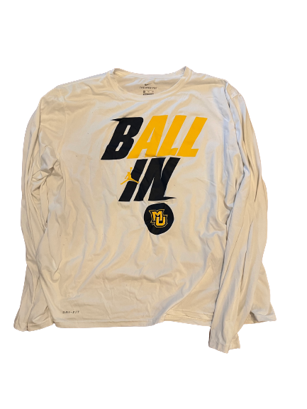 Kur Kuath Marquette Basketball Team Issued Long Sleeve "BALL IN" March Madness Bench Shirt (Size 2XL)