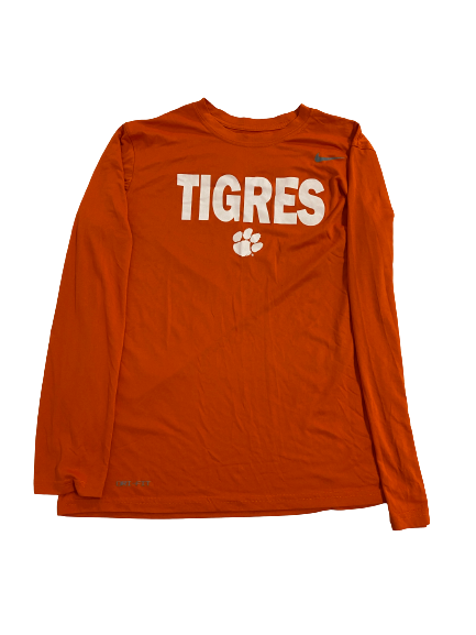 Devin Foster Clemson Basketball Player-Exclusive France Foreign Tour Long Sleeve Shirt (Size L)