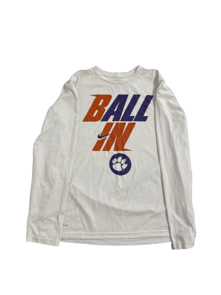 Devin Foster Clemson Basketball Team Issued "Ball In" Long Sleeve Shirt (Size L)