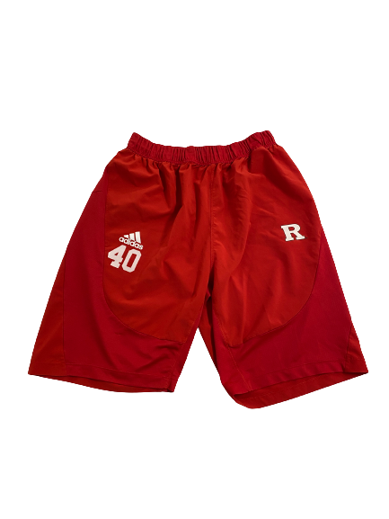 Connor Hebbeler Rutgers Football Player-Exclusive Shorts With Number (Size LT)