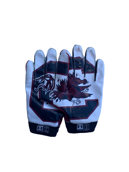 A.J. Turner South Carolina Game Worn Team Exclusive Football Gloves (Size XL)