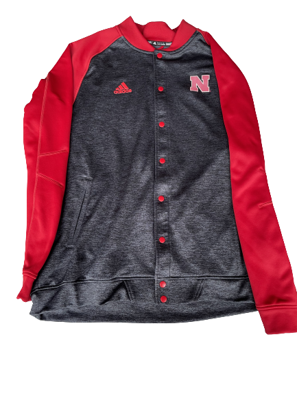Jack Stoll Nebraska Football Player-Exclusive Button-Up Jacket With Number on Back (Size XXL)
