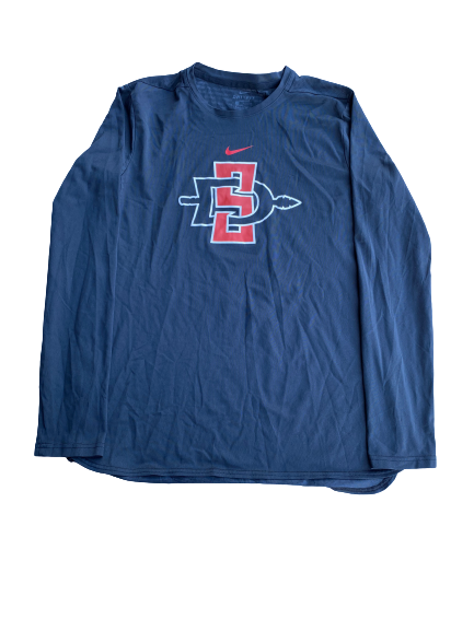 Jalen McDaniels San Diego State Team Issued Long Sleeve Shirt with Number on Back (Size M)