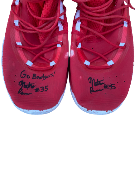 Nate Reuvers Wisconsin Basketball SIGNED Team Issued Shoes (Size 14)