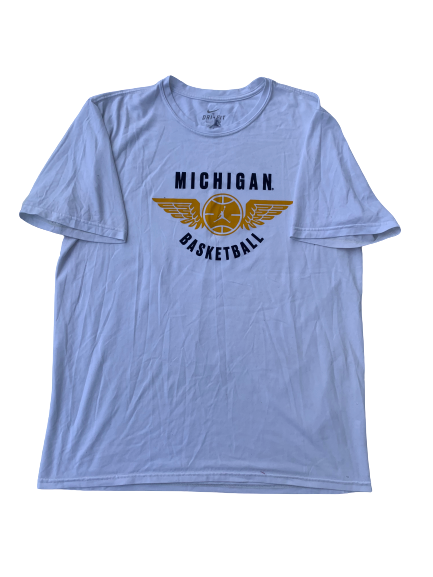 Michigan Basketball Team Issued Jordan Short Sleeve Shirt (Size L)