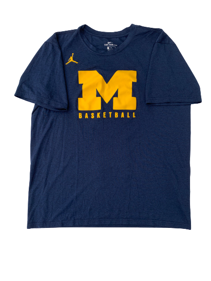 Michigan Basketball Team Issued Jordan Short Sleeve Shirt (Size L)