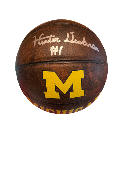 Hunter Dickinson SIGNED Vintage Michigan Mini Basketball (Limited Quantity)