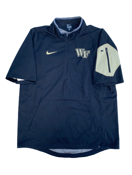 Tabari Hines Wake Forest Team Issued Short Sleeve Quarter-Zip Pullover (Size M)