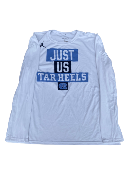 Andrew Platek North Carolina Basketball Team Issued "JUST US TAR HEELS" Long Sleeve Shirt (Size XL)