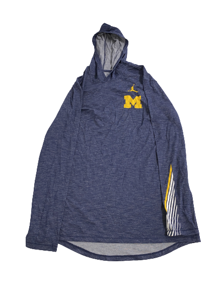 Colin Castleton Michigan Basketball Team-Issued Performance Hoodie (Size XLT)