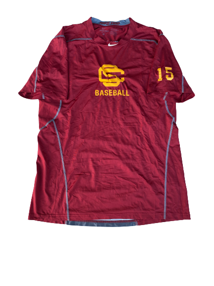 Corey Dempster USC Baseball Workout Shirt with Number on Sleeve (Size L)