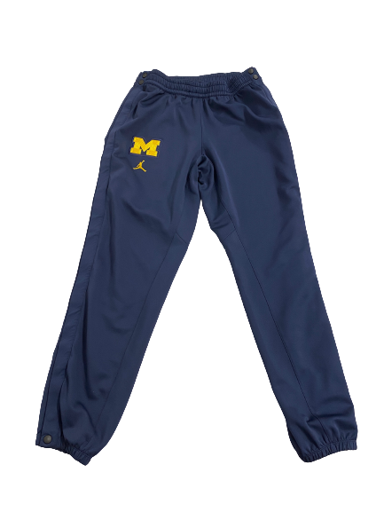 Naz Hillmon Michigan Basketball Team Issued Pre-Game Warm Up Snap Button Sweatpants (Size XLT)