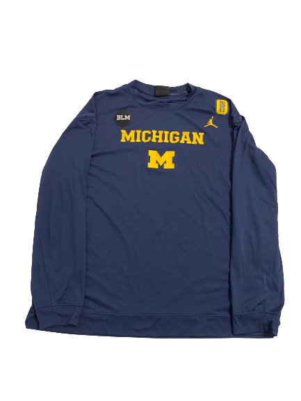 Naz Hillmon Michigan Basketball Team Exclusive Long Sleeve Pre-Game Warm-Up Shooting Shirt with Patches (Size Women&