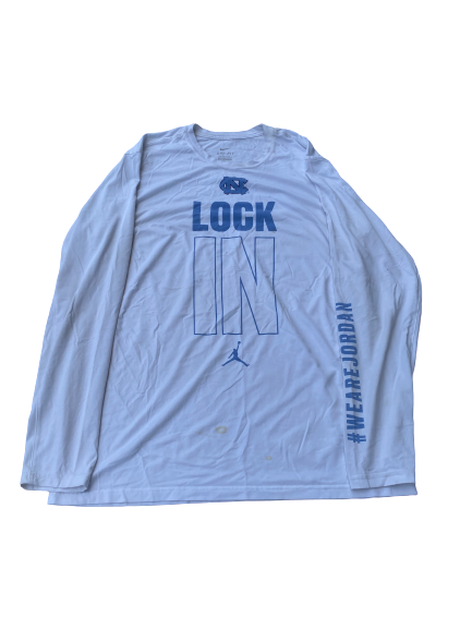 Kennedy Meeks UNC Jordan "LOCK IN" Long Sleeve Shirt (Size XL)