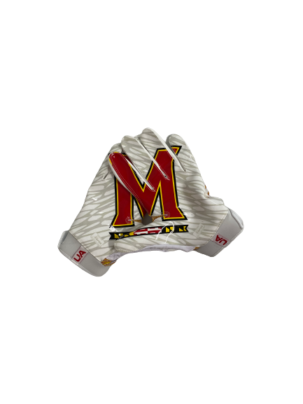 Greg China-Rose Maryland Football Player-Exclusive Gloves (Size L)