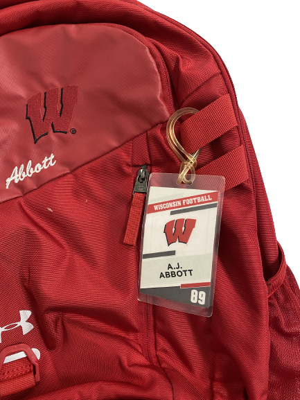 A.J. Abbott Wisconsin Football Player-Exclusive Travel Backpack With Player Tag