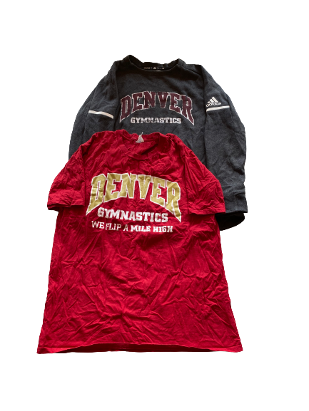 Maddie Karr Denver Gymnastics Team Issued Workout Shirt and Long Sleeve Crew Neck (Size L)