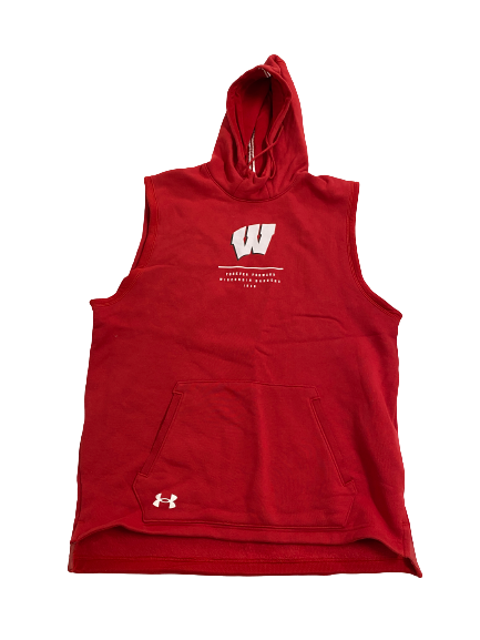 A.J. Abbott Wisconsin Football Player-Exclusive Sleeveless Warm Up Hoodie (Size L)