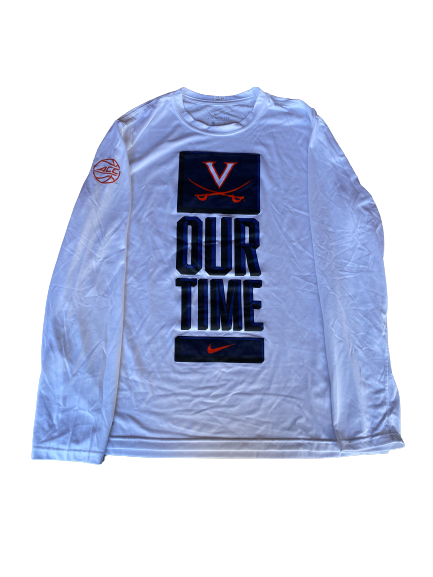 Jay Huff Virginia Basketball Team Issued "Our Time" Long Sleeve Shirt (Size XL)
