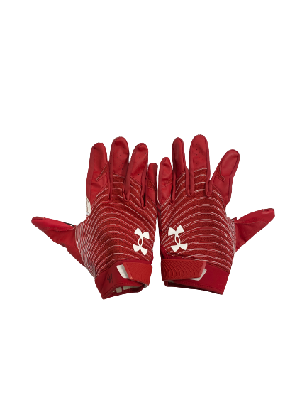 A.J. Abbott Wisconsin Football Player-Exclusive Football Gloves (Size XXL)