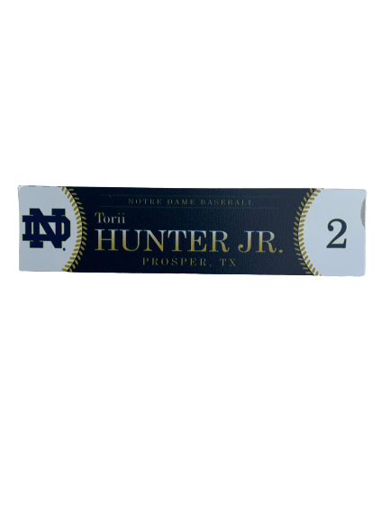 Torii Hunter Jr. Notre Dame Baseball Locker Room Name Plate